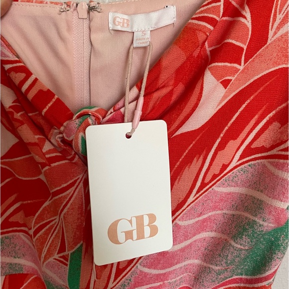GB Gianni Bini Tropical Flounce Short Sleeve Tie Front Mini Dress NWT - Picture 7 of 8